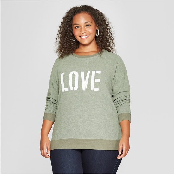 🖤GRAYSON/THREADS Sage Green “LOVE” Sweatshirt - Picture 1 of 7